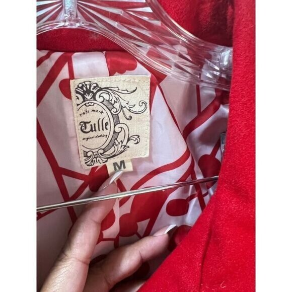 Anthropologie Tulle Red Wool Blend Fully Lined Jacket With Buttons Medium - Picture 6 of 7